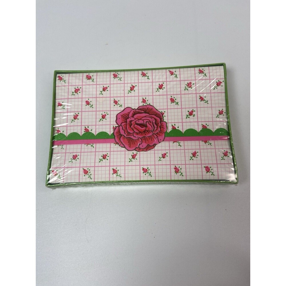 Vintage 70’s Eaton 10 Fold & Seal Notecards 6" x 9" Dimity Rose Cottagecore USA